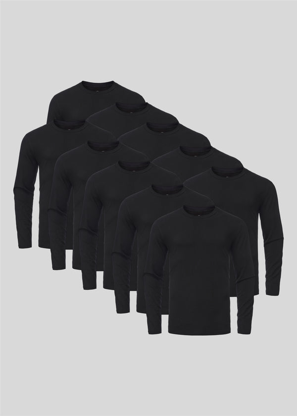 Schwarze Langarmshirts 10er-Pack