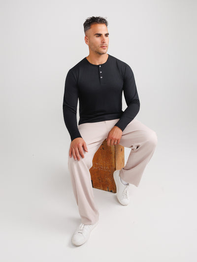 Schwarzes Henley 10er-Pack