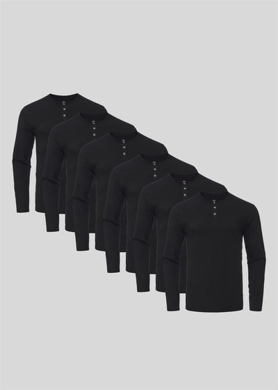 Schwarzes Henley 6er-Pack