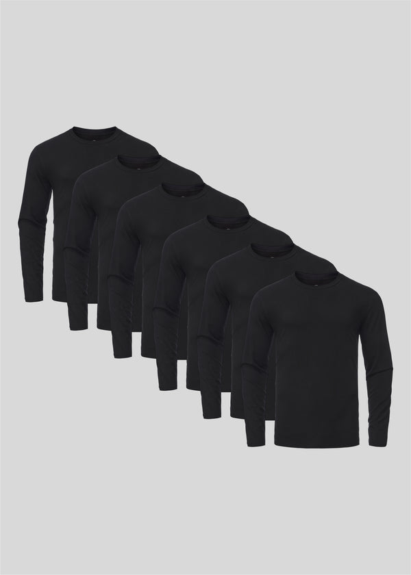 Schwarze Langarmshirts 6er-Pack
