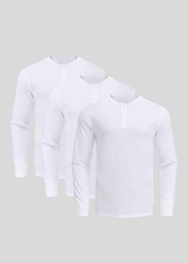 Weißes Henley 3er-Pack
