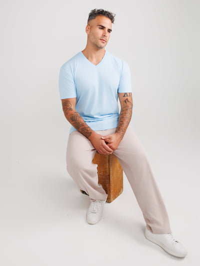 Babyblaue V-Ausschnitt T-Shirts