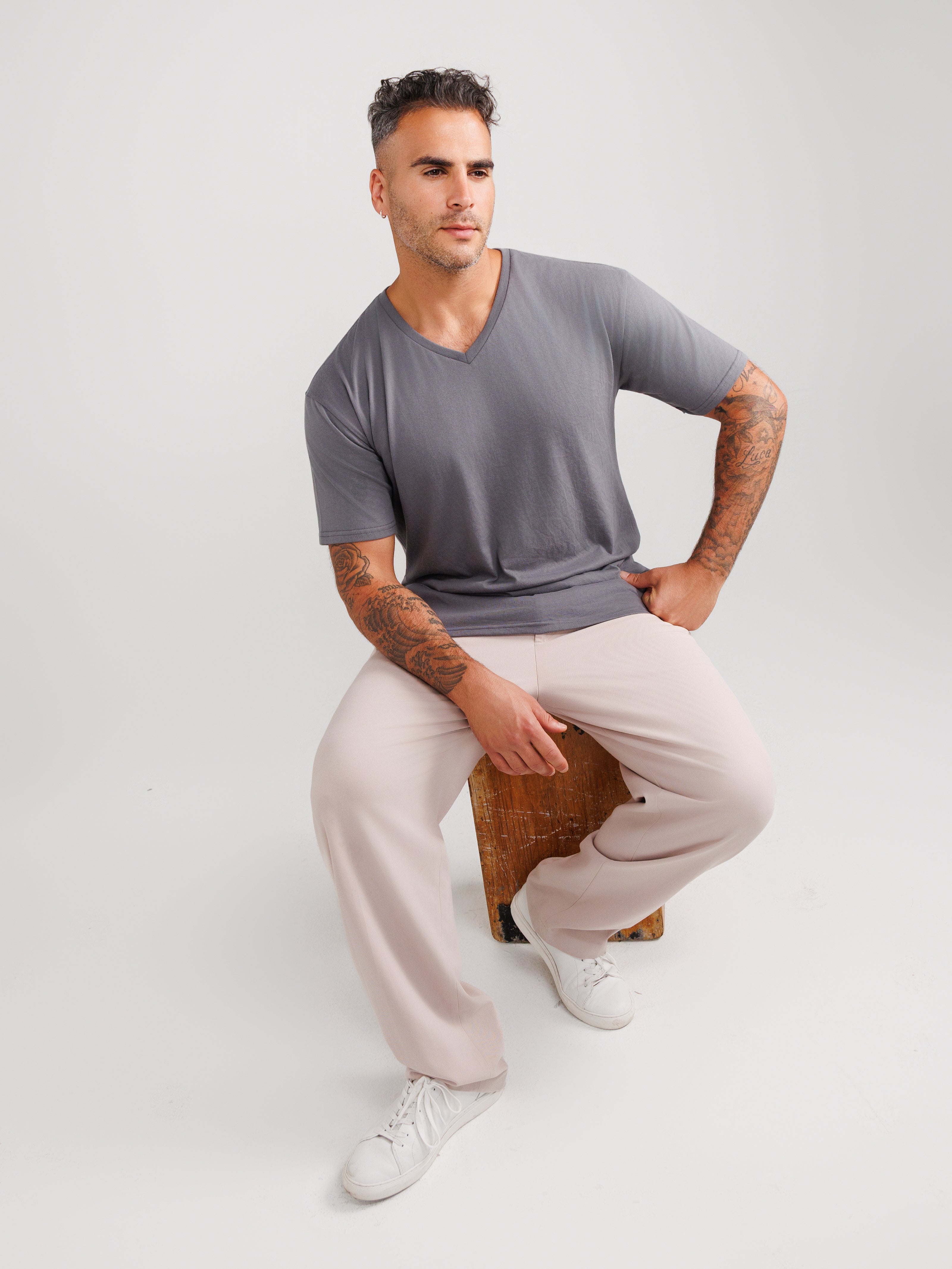 Dark Gray V-Neck T-shirts