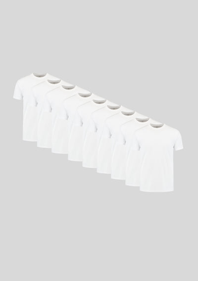 Weiß Rundhals 9er-Pack
