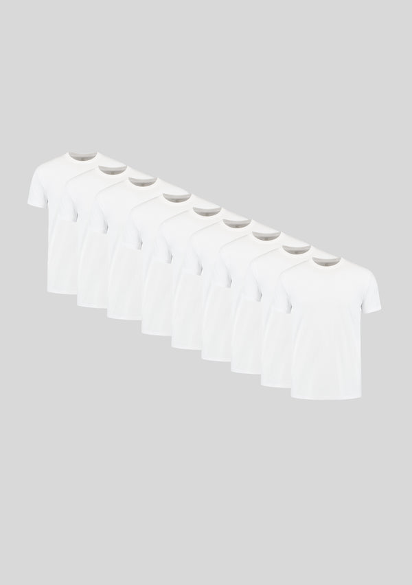 Weiß Rundhals 9er-Pack
