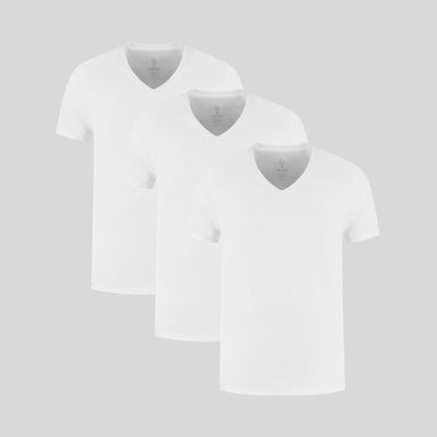 Weißes V-Ausschnitt 3er-Pack