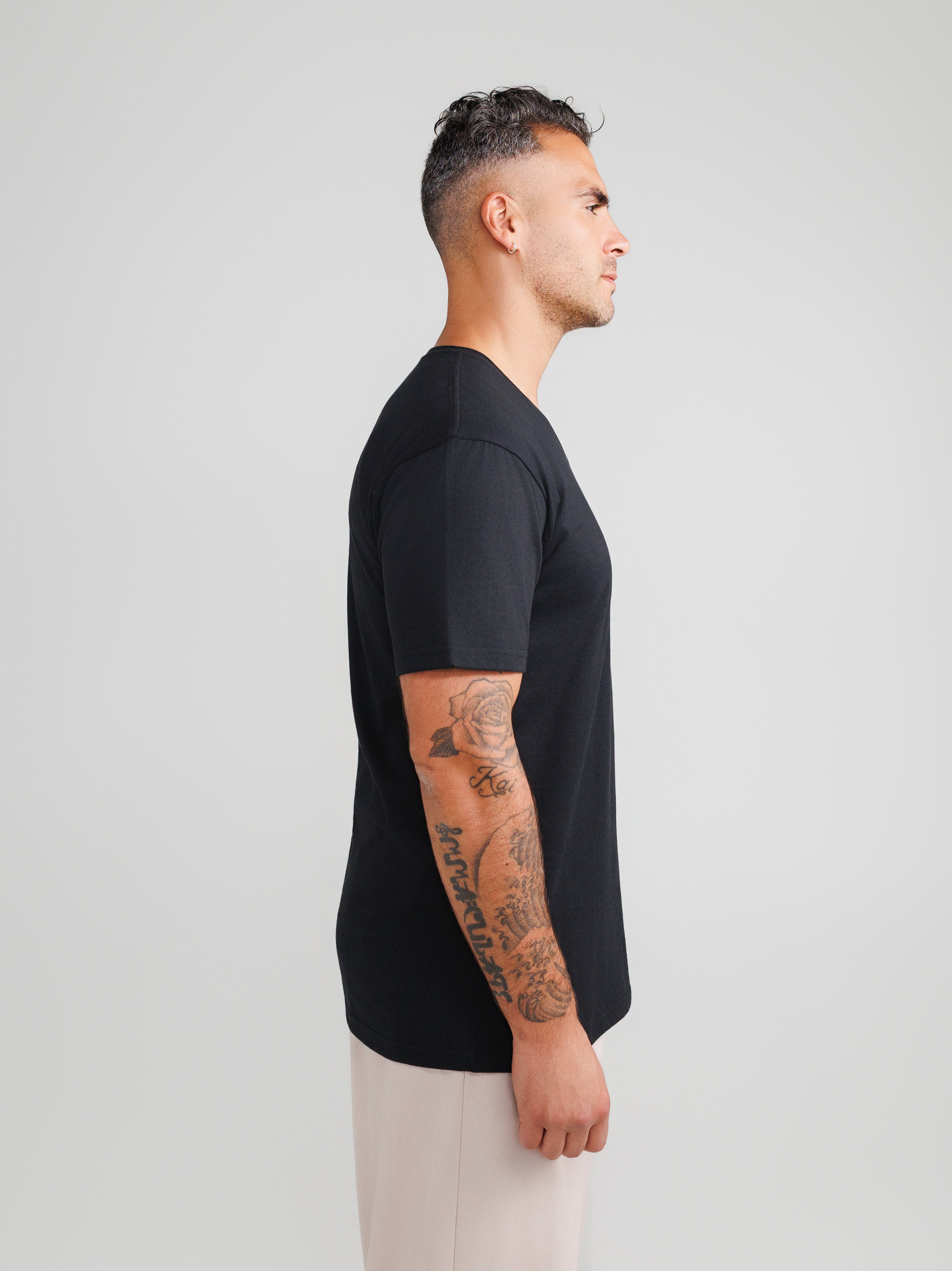 Black V-neck T-shirt