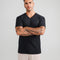 Schwarzes V-Ausschnitt-T-Shirt