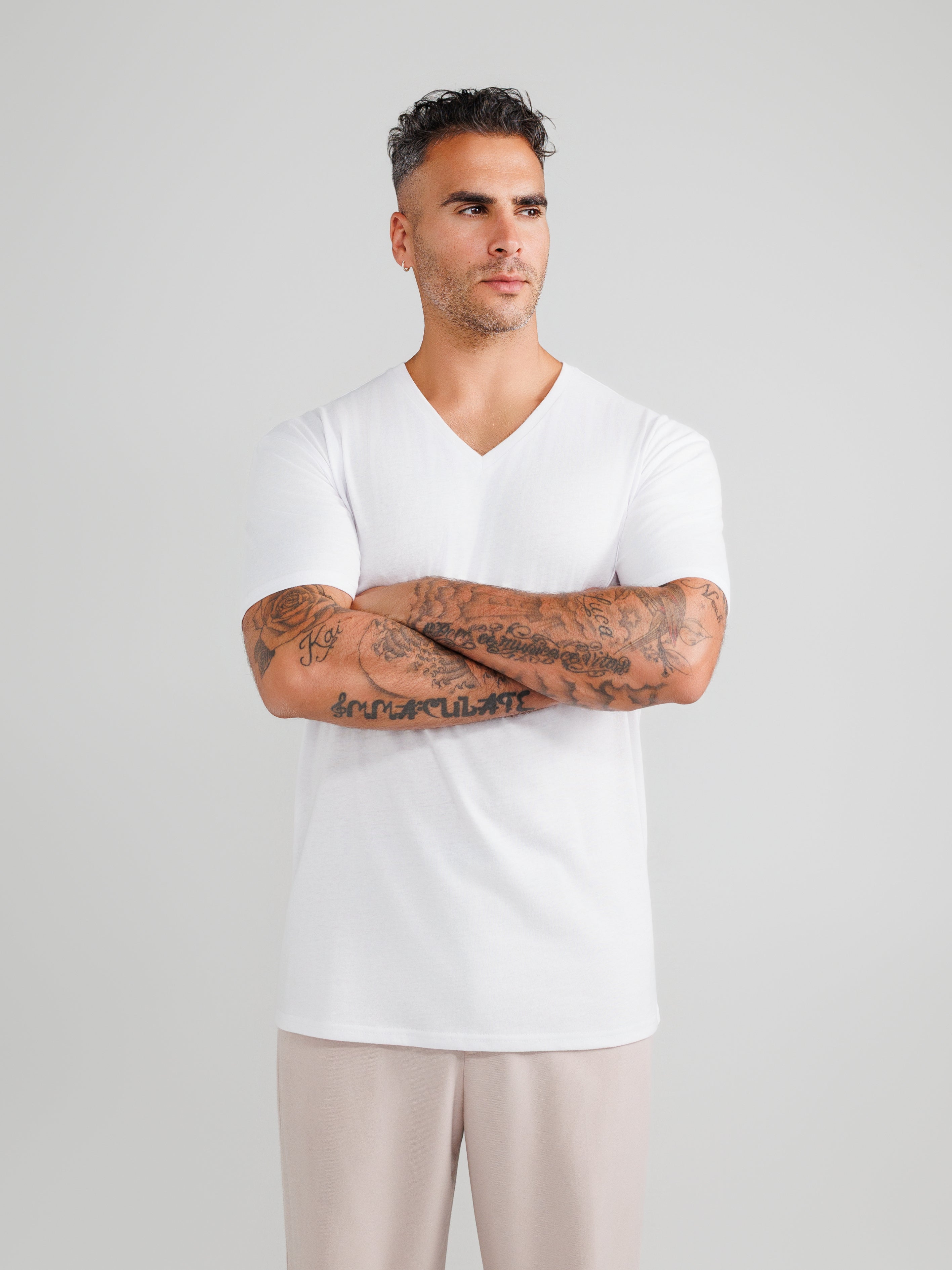 White V-Neck T-Shirts