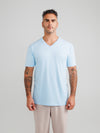 Babyblaue V-Ausschnitt T-Shirts