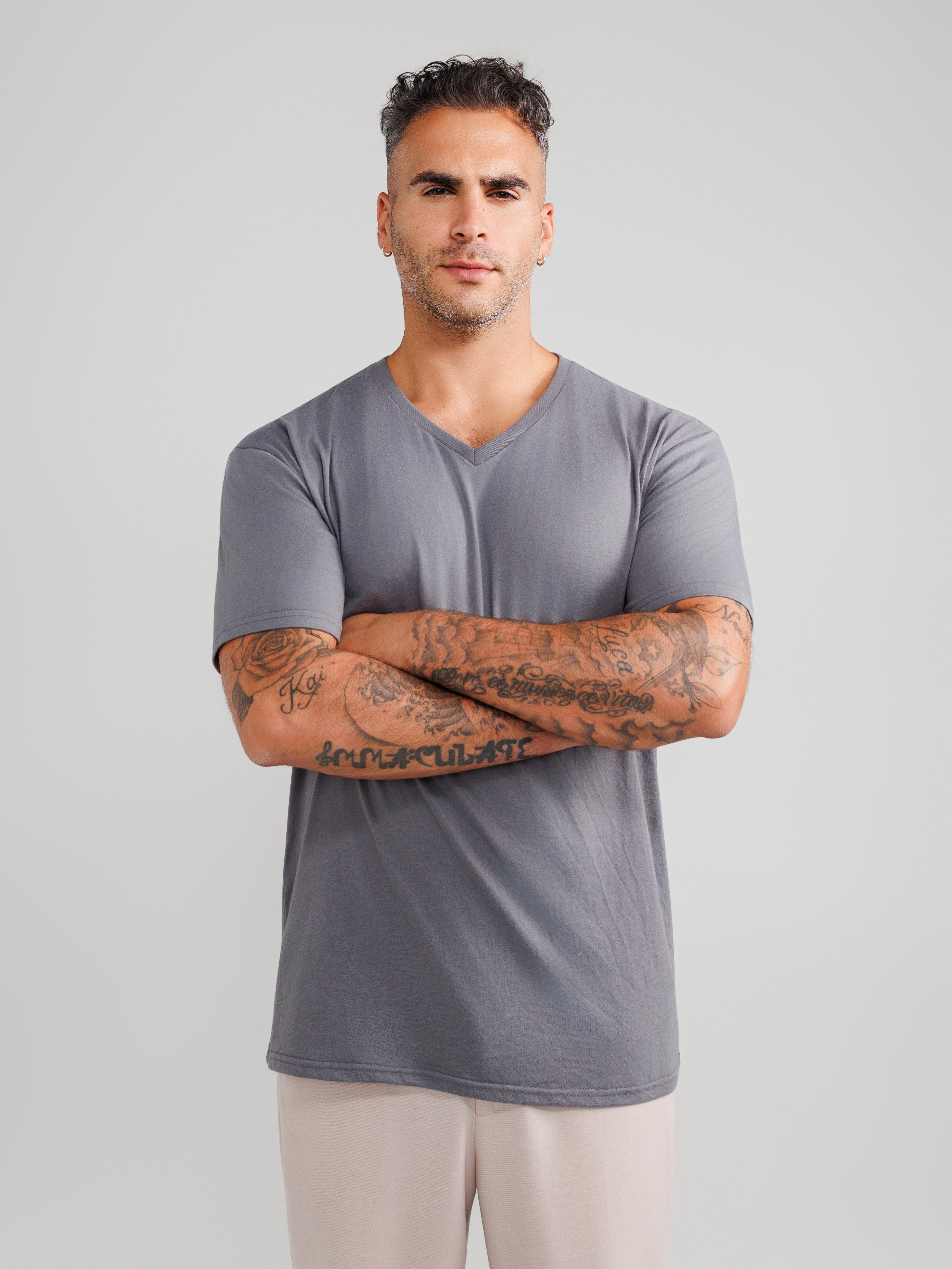 Dark Gray V-Neck T-shirts